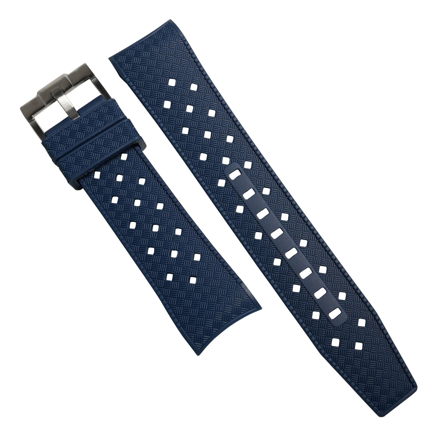 Tropic Curved End Rubber Strap for Blancpain x Swatch Scuba Fifty Fathoms in Navy - Nomad Watch Works SG