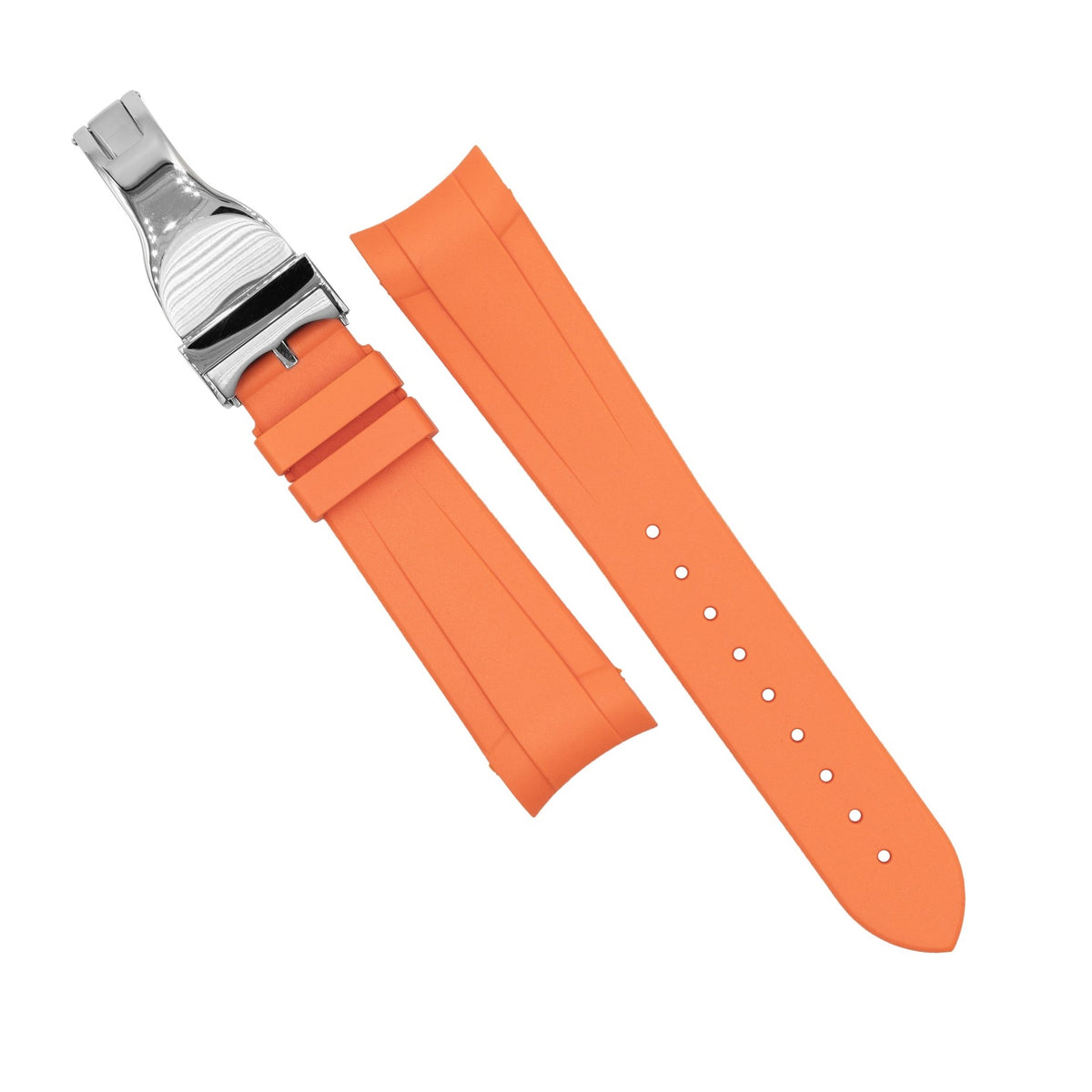 Curved End Rubber Strap for Tudor Black Bay 41/GMT/Chrono in Orange (22mm) - Nomad Watch Works SG