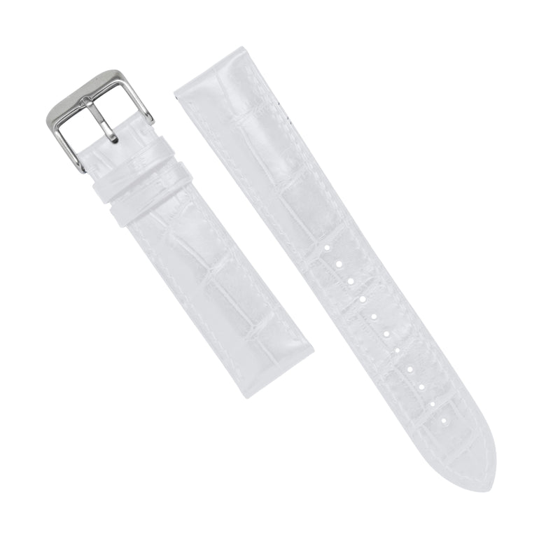 MTO Crocodile Leather Watch Strap in White (Non-Glossy)