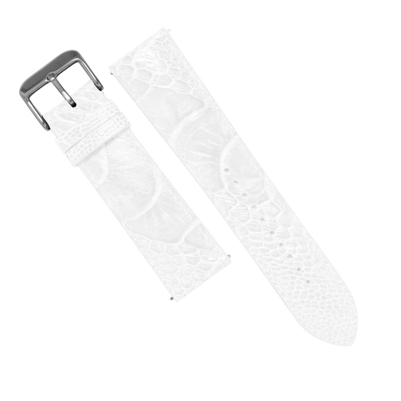 MTO Ostrich Leather Watch Strap in White