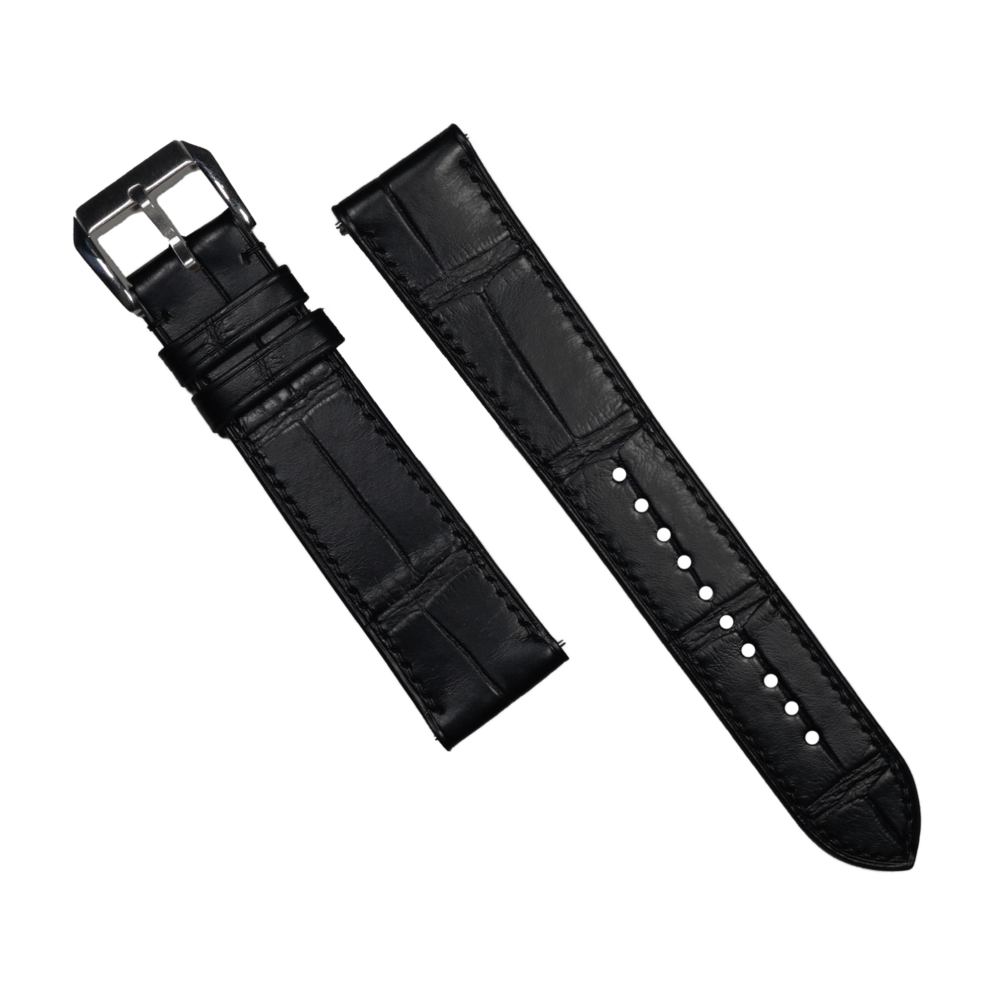 Watch Strap World 22 mm Black Alligator-Style Leather Watchband with  Stitching to Fit TAG Heuer Grand Carrera (Spring Bars Included) :  Amazon.in: Watches