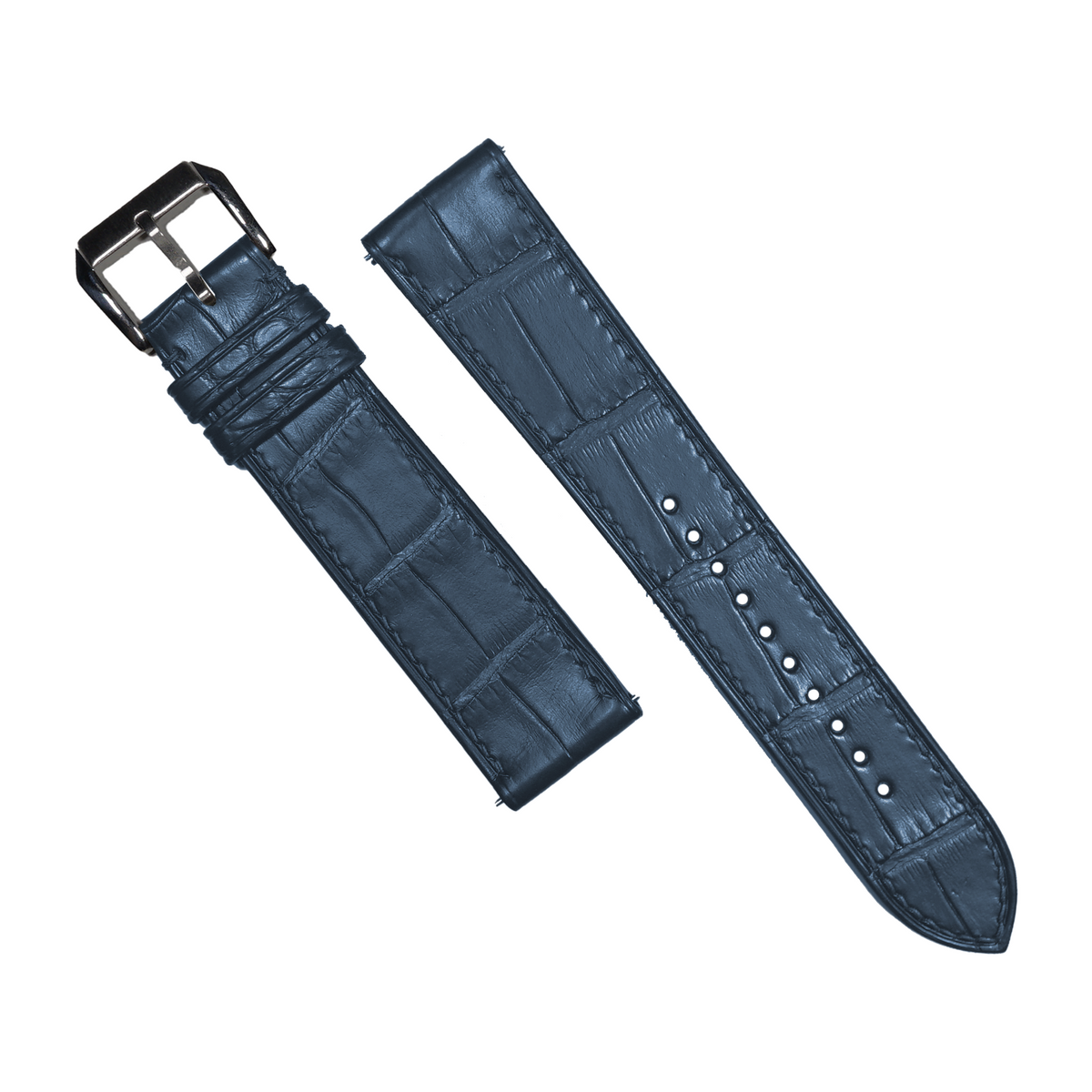 Alligator Leather Watch Strap in Marine (Non-Glossy) - Nomad Watch Works SG