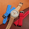 Retro Curved End Rubber Strap for Omega x Swatch Moonswatch in Biege - Nomad Watch Works SG