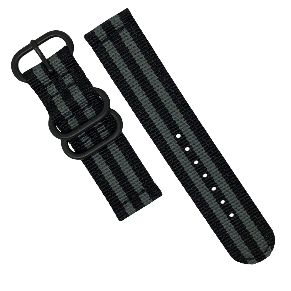 Two Piece Heavy Duty Zulu Strap in Black Grey (James Bond) - Nomad Watch Works SG