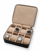 Heritage Leather Travel Case in Black/Sand (8 Watch) - PREORDER