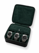 Heritage Leather Travel Case in Black/Green (3 Watch+Storage) - PREORDER