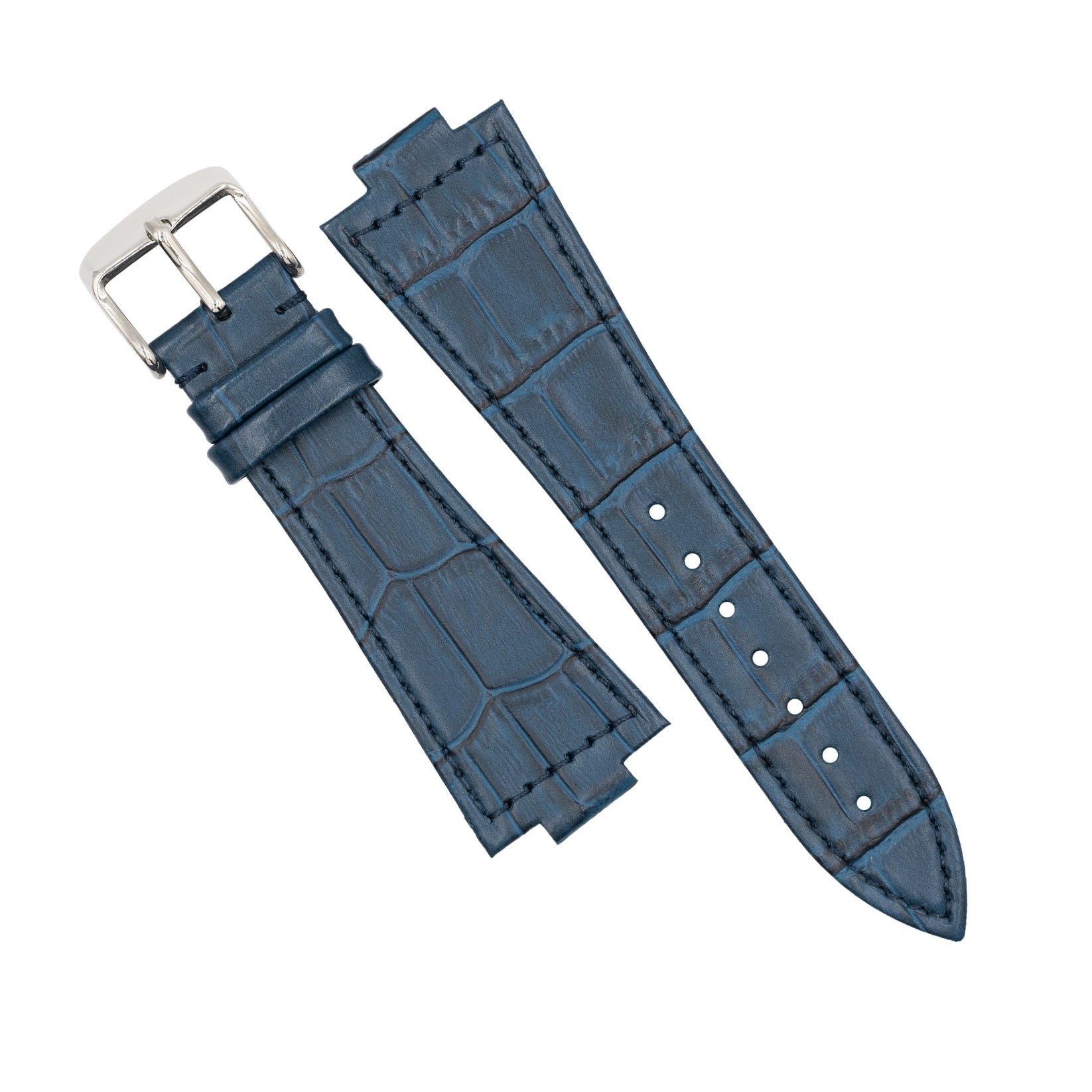 Genuine Croc Pattern Leather Watch Strap in Navy (Tissot PRX 40mm