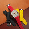 Retro Curved End Rubber Strap for Omega x Swatch Moonswatch in Red - Nomad Watch Works SG
