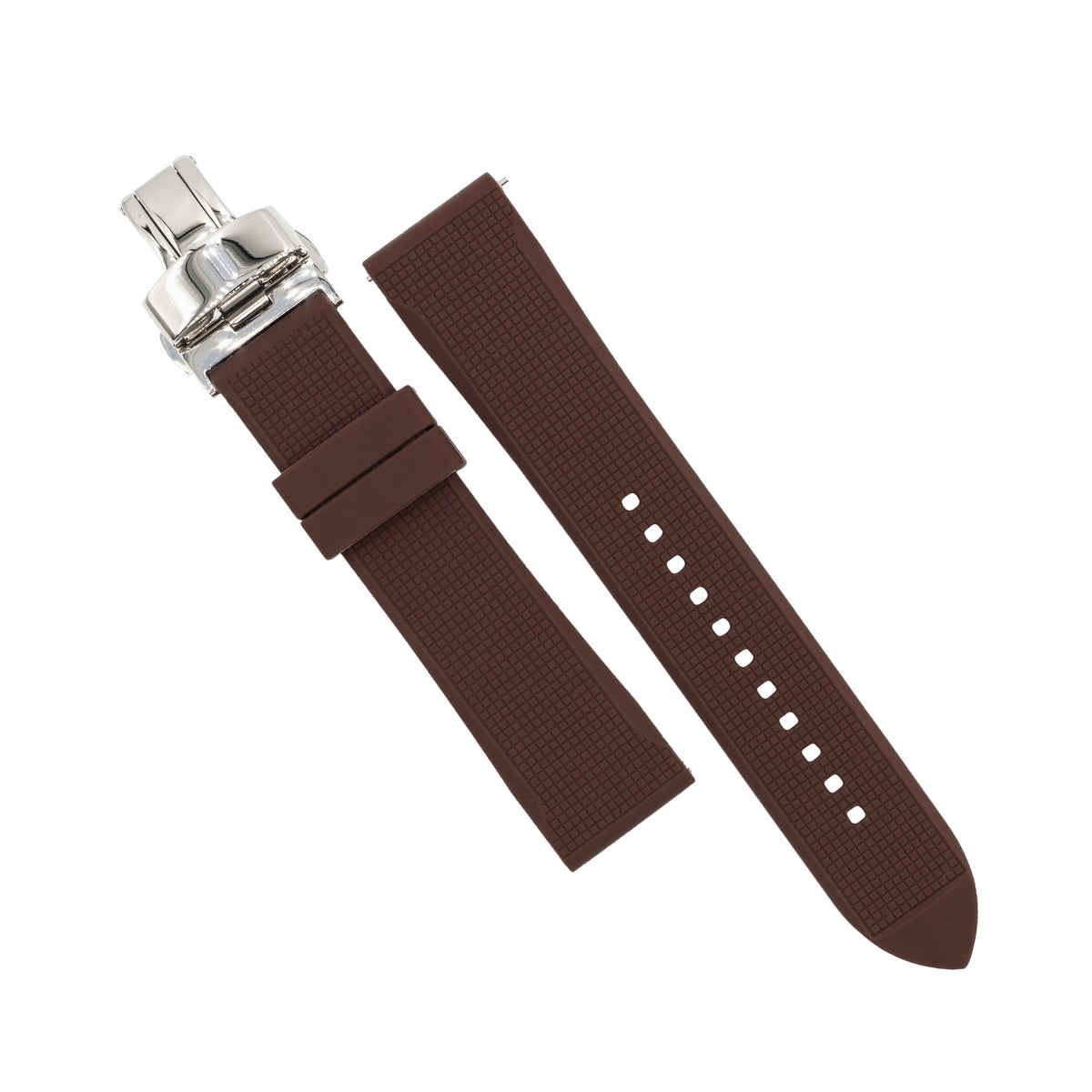 Silicone Rubber Strap w/ Butterfly Clasp in Brown (18mm) - Nomad Watch Works SG
