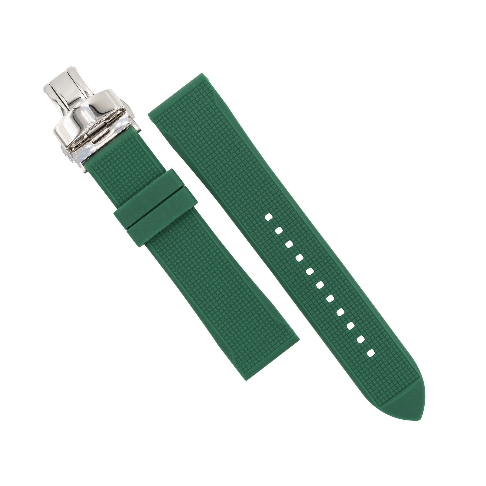 Silicone Rubber Strap w/ Butterfly Clasp in Green (18mm) - Nomad Watch Works SG