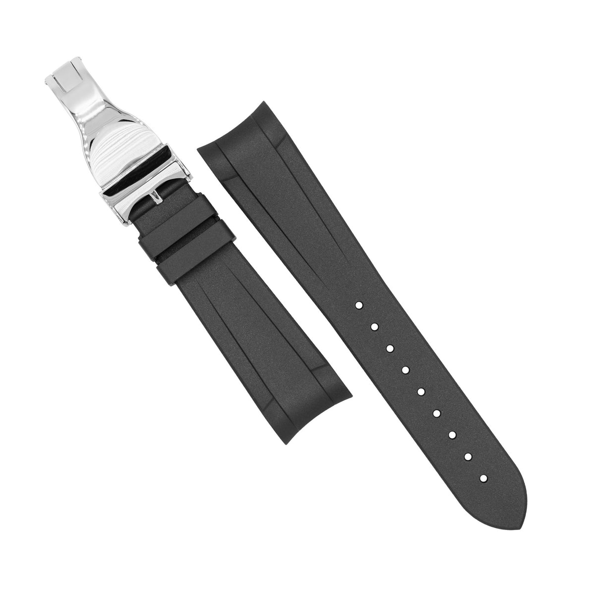 Curved End Rubber Strap for Tudor Black Bay 41/GMT/Chrono in Black (22mm) - Nomad Watch Works SG