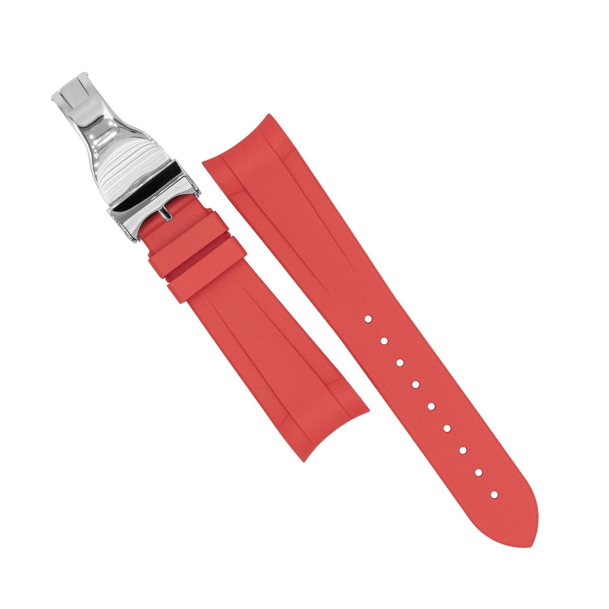 Curved End Rubber Strap for Tudor Black Bay 41/GMT/Chrono in Red (22mm) - Nomad Watch Works SG