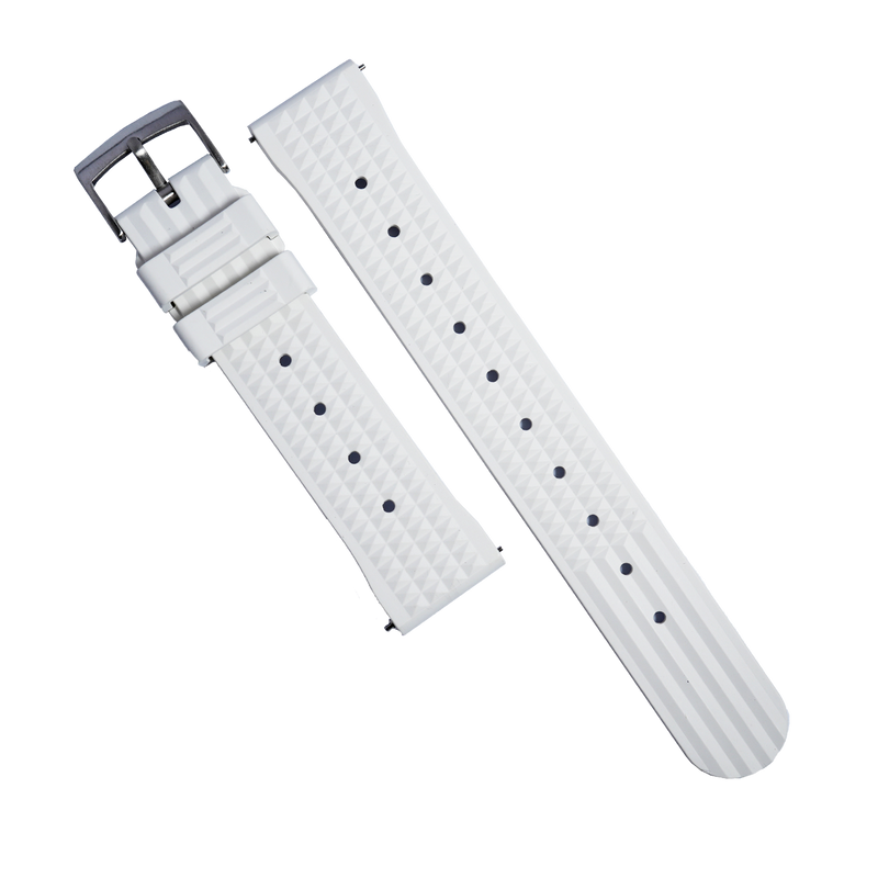 Waffle FKM Rubber Strap in White - Nomad Watch Works SG