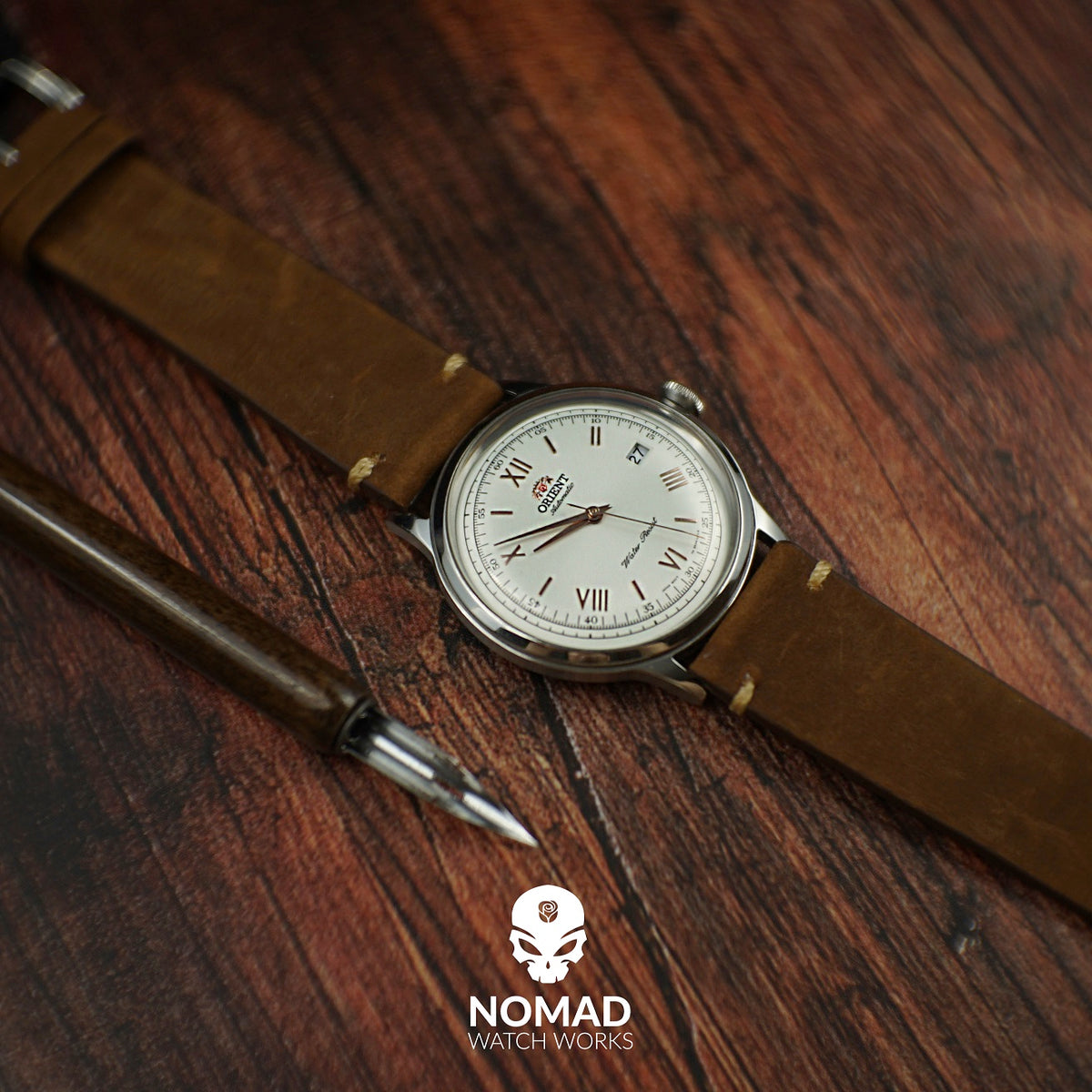 Premium Vintage Calf Leather Watch Strap in Rustic Tan (20mm) - Nomad watch Works