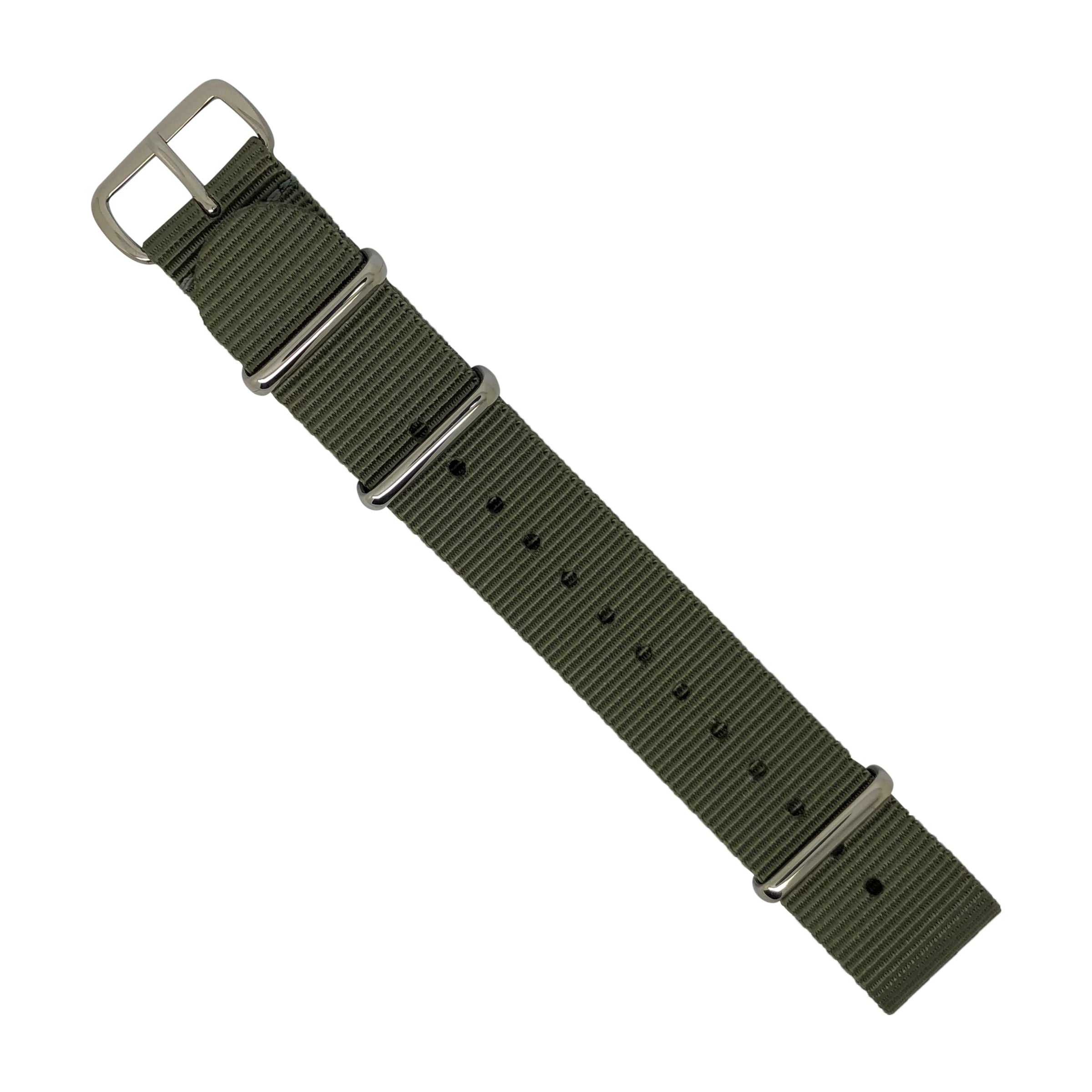 Premium Nato Strap in Grey with Polished Silver Buckle (20mm) - Nomad watch Works