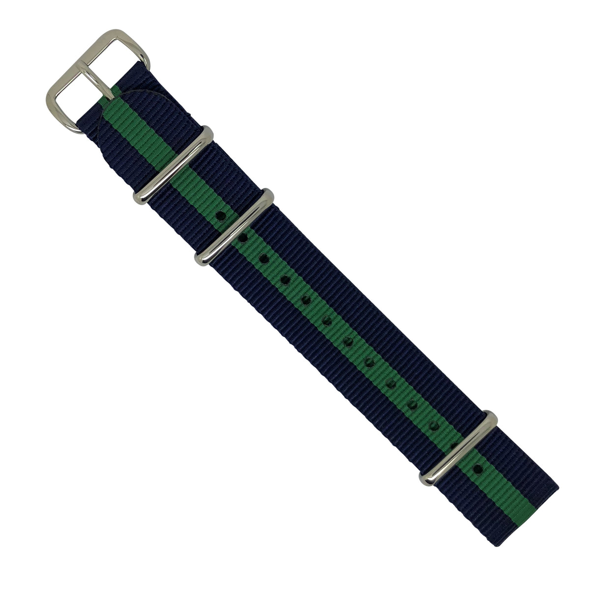 Premium Nato Strap in Navy Green with Polished Silver Buckle (20mm) - Nomad watch Works
