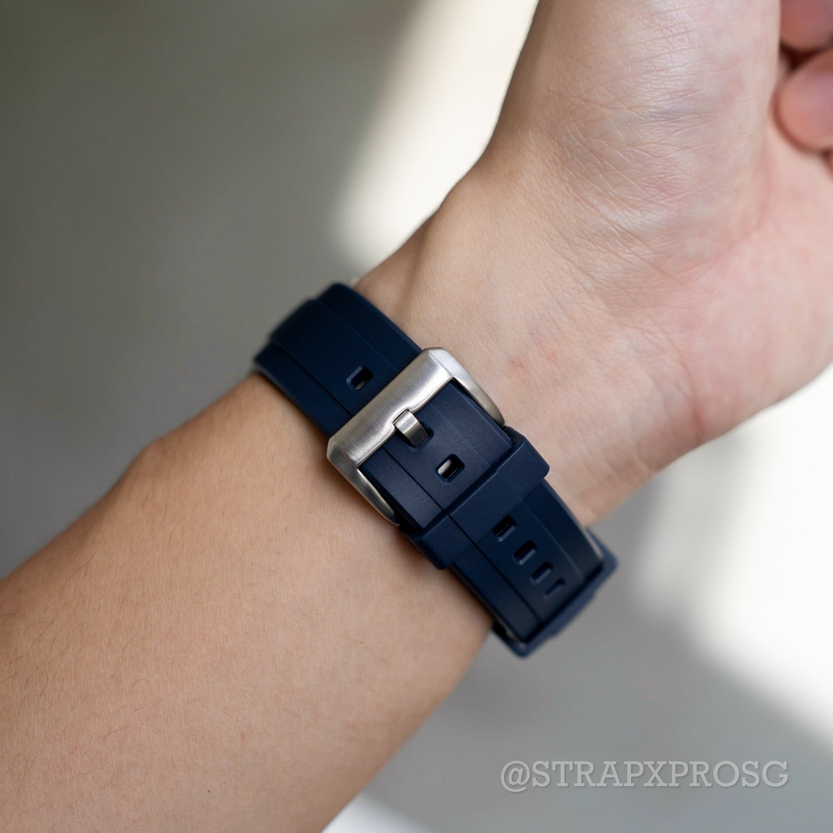 StrapXPro Curved End Rubber Strap for Seiko Monster (4th Gen) in CloudBurst Blue (20mm) - Nomad Watch Works SG
