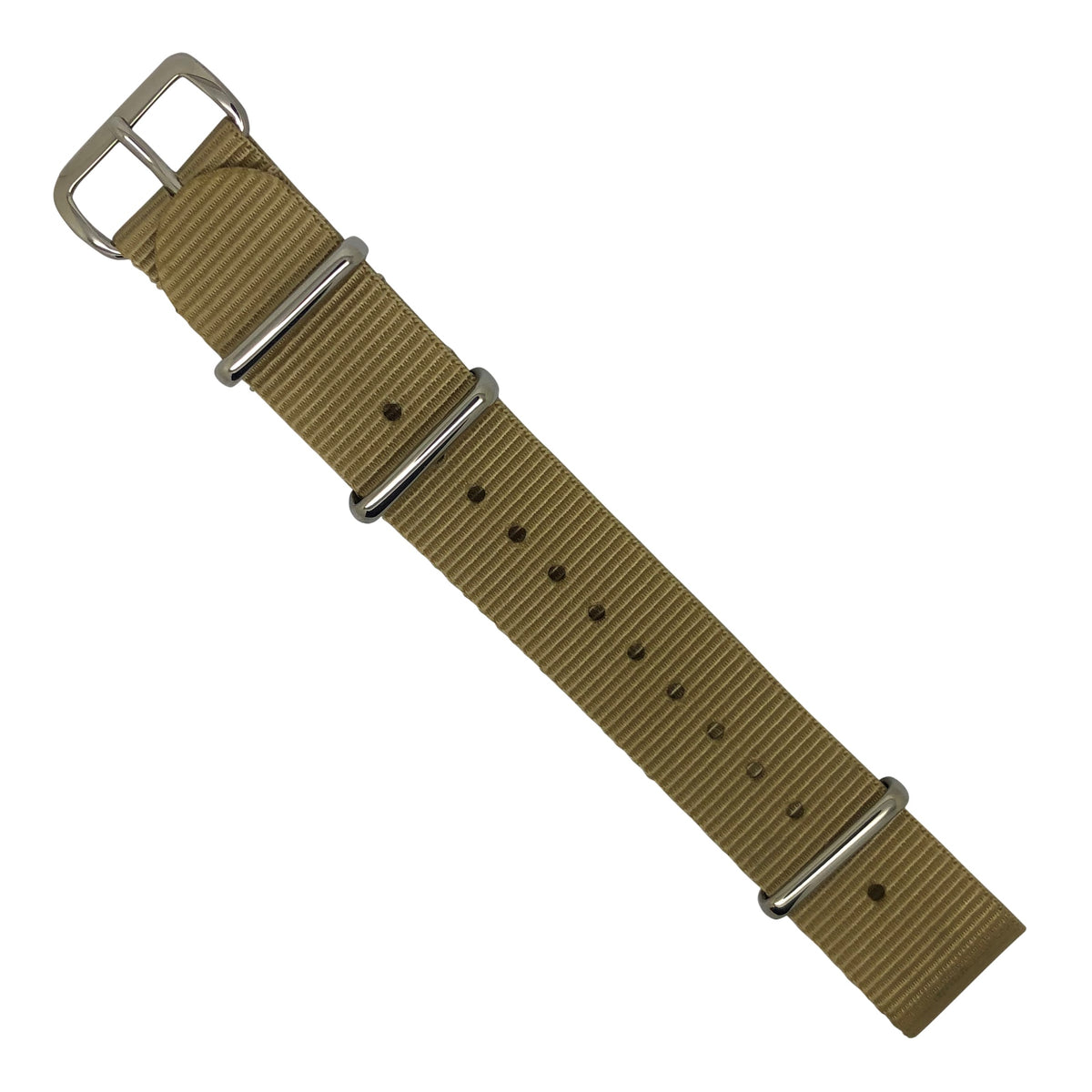 Premium Nato Strap in Malt with Polished Silver Buckle (20mm) - Nomad watch Works