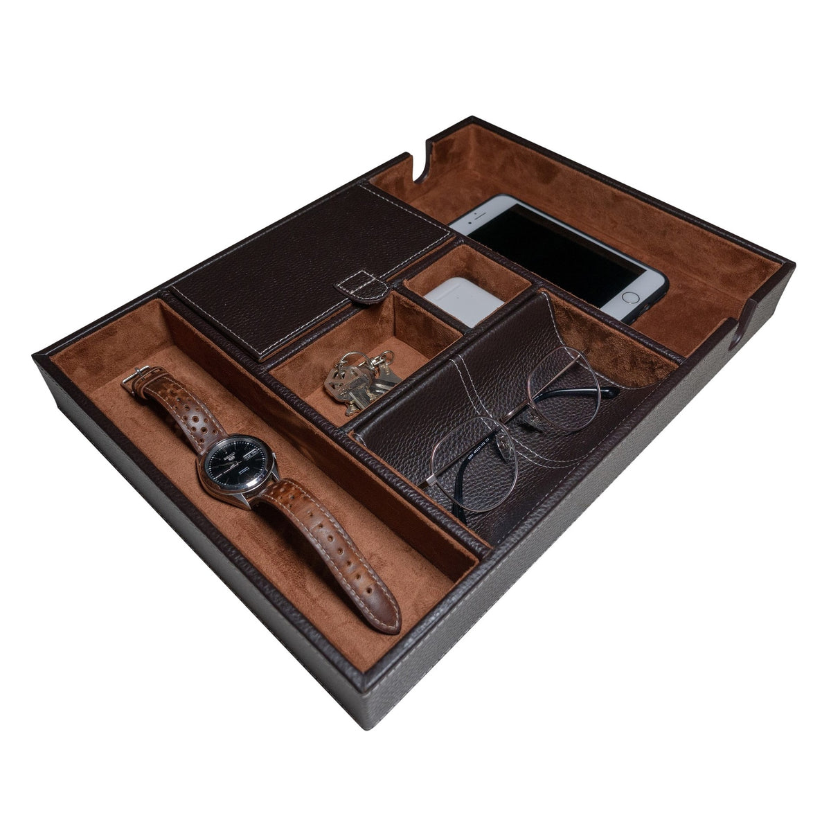 Leather Valet Tray in Brown - Nomad watch Works