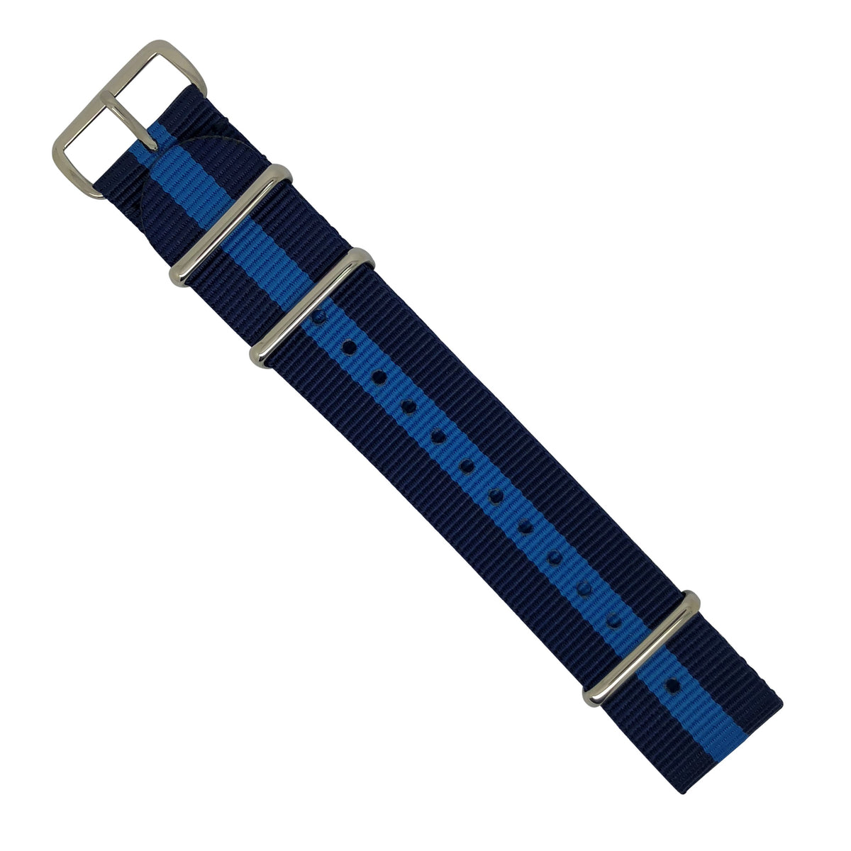Premium Nato Strap in Navy Blue with Polished Silver Buckle (22mm) - Nomad watch Works