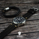 Oxford Leather Bracelet in Black (Size M) - Nomad watch Works