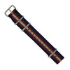 Premium Nato Strap in Navy Red Cream with Polished Silver Buckle (20mm) - Nomad watch Works