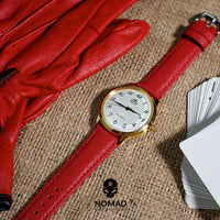 Premium Saffiano Leather Strap in Red (18mm) - Nomad watch Works