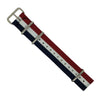 Premium Nato Strap in Navy White Red with Polished Silver Buckle (18mm) - Nomad watch Works