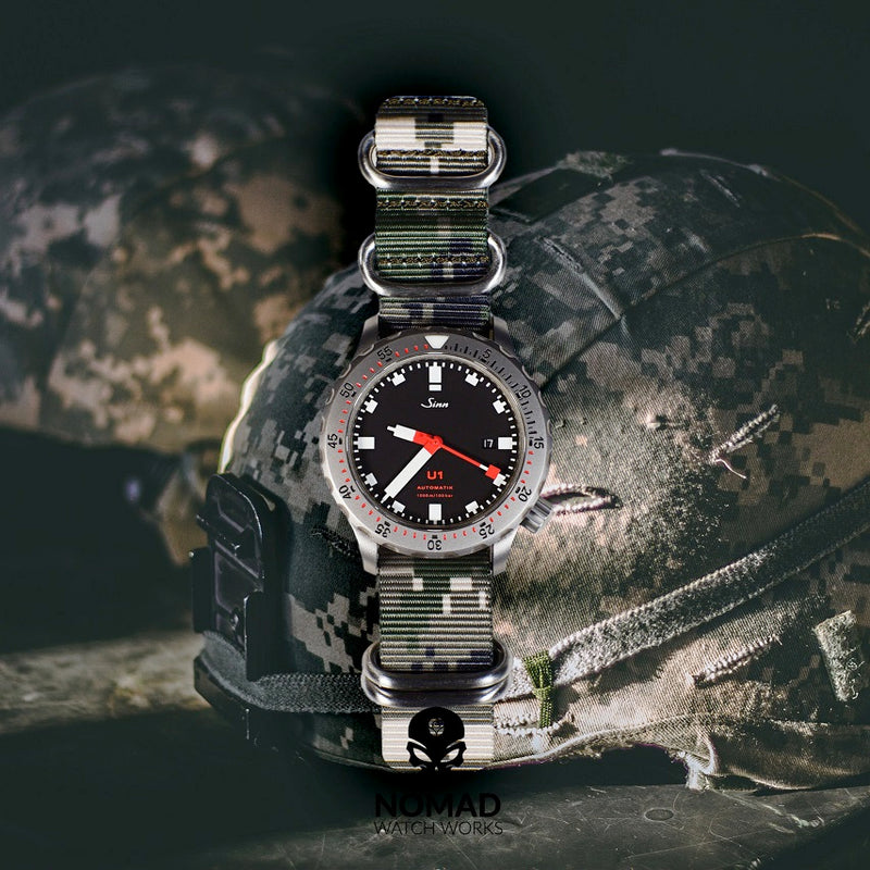 Heavy Duty Zulu Strap in Digital Camo with Silver Buckle (20mm) - Nomad watch Works