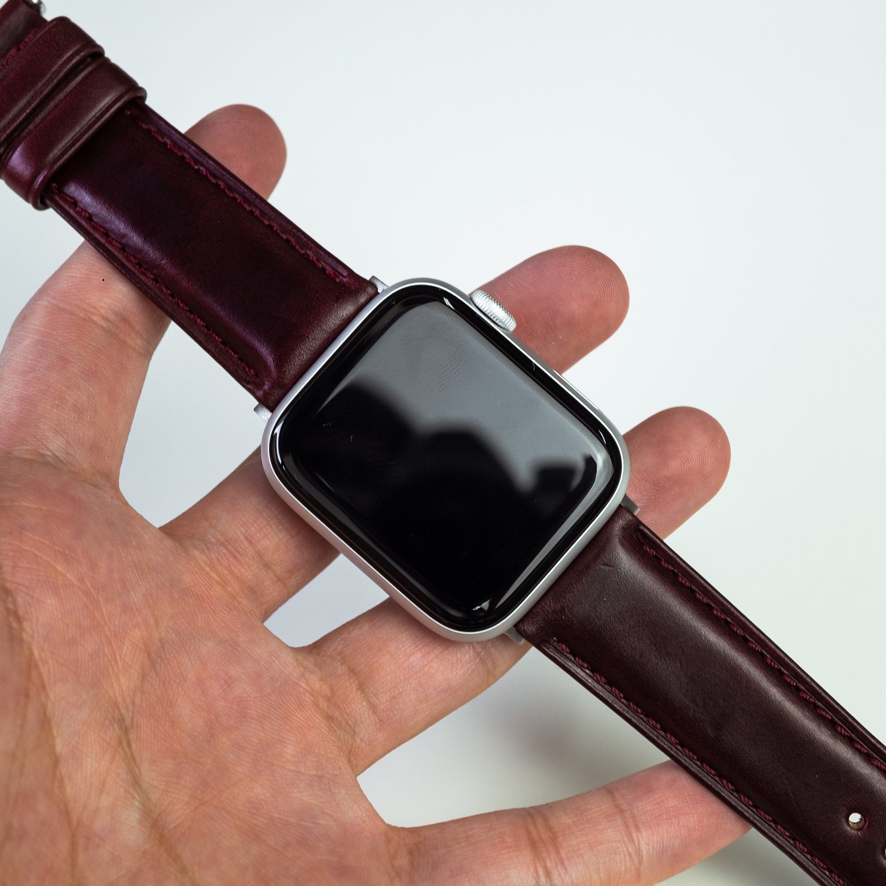 Classic Horween Leather Strap in Chromexcel Burgundy Apple Watch Nomad Watch Works SG