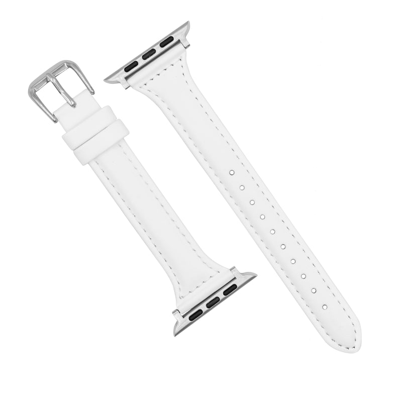 Apple Watch Slim Leather Strap in White (38, 40, 41mm) - Nomad Watch Works SG