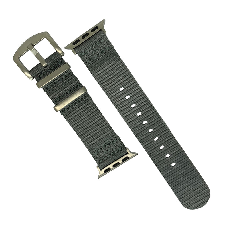 Apple Watch Seat Belt Nato Strap in Grey with Silver Buckle (38 & 40mm) - Nomad watch Works