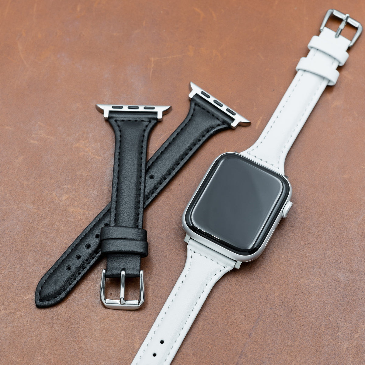 Apple Watch Slim Leather Strap in Black (38, 40, 41mm) - Nomad Watch Works SG