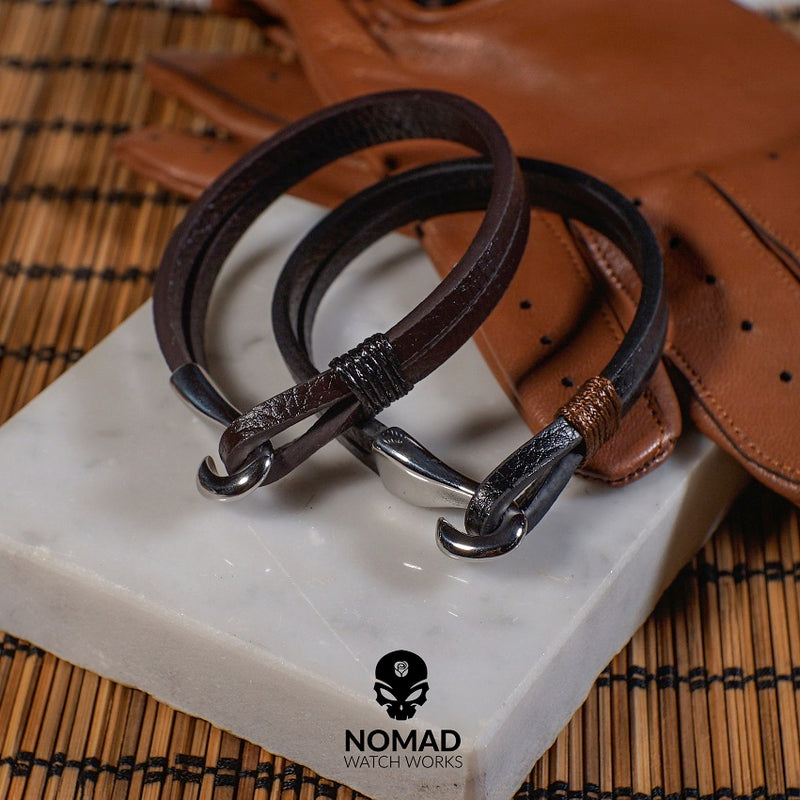 Lincoln Leather Bracelet in Brown (Size M) - Nomad watch Works