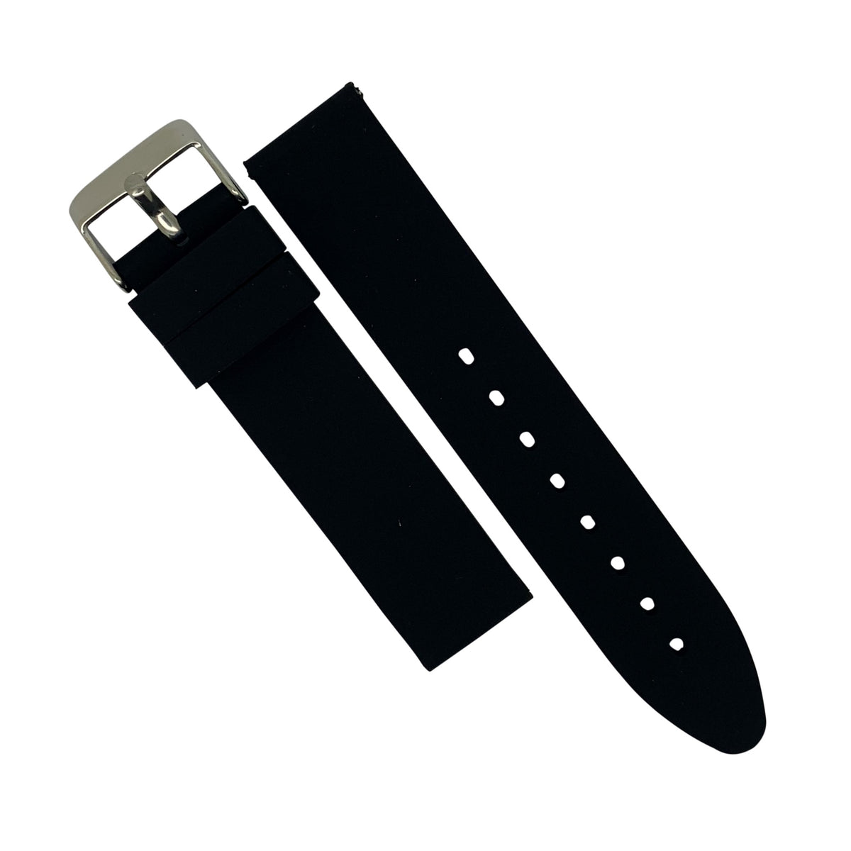 Basic Rubber Strap in Black with Silver Buckle (18mm) - Nomad watch Works