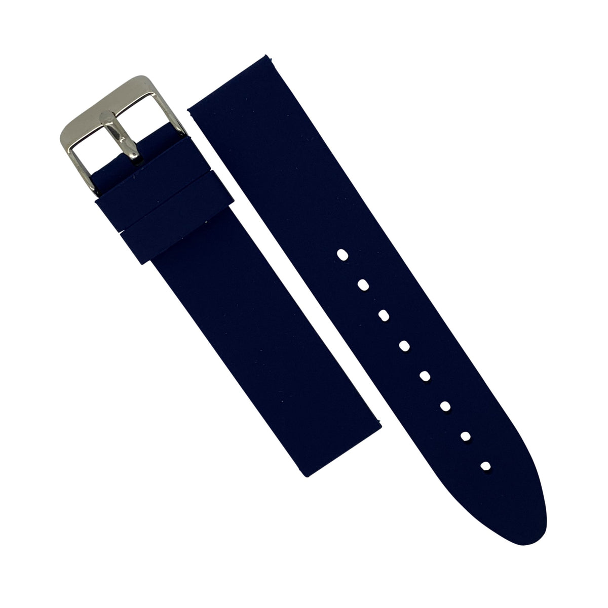 Basic Rubber Strap in Navy with Silver Buckle (18mm) - Nomad watch Works