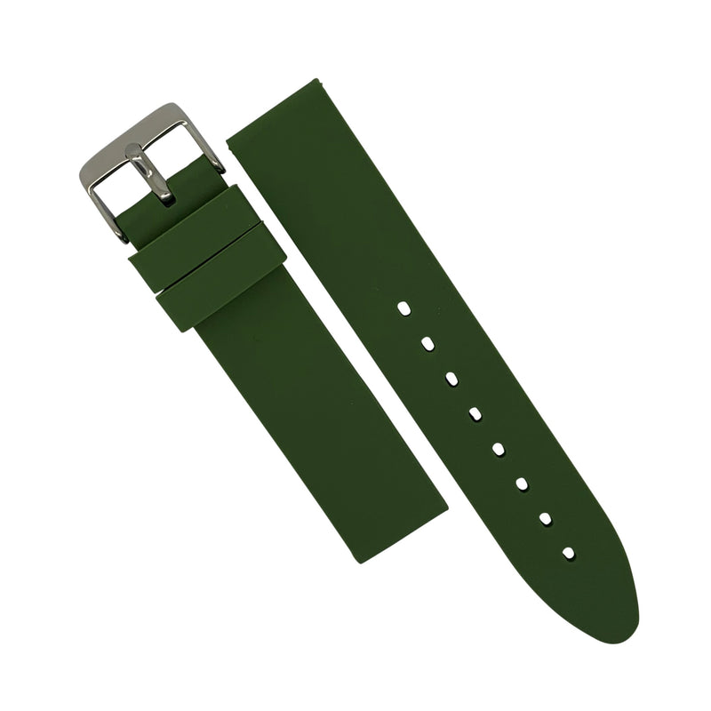 Basic Rubber Strap in Olive with Silver Buckle (18mm) - Nomad watch Works