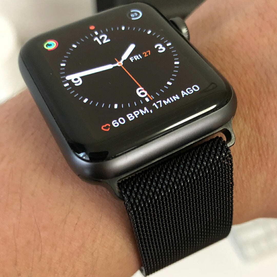 Milanese Mesh Strap in Black Apple Watch Nomad Watch Works SG