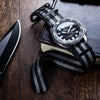 Seat Belt Nato Strap in Black Grey (James Bond) with Brushed Silver Buckle (20mm) - Nomad watch Works