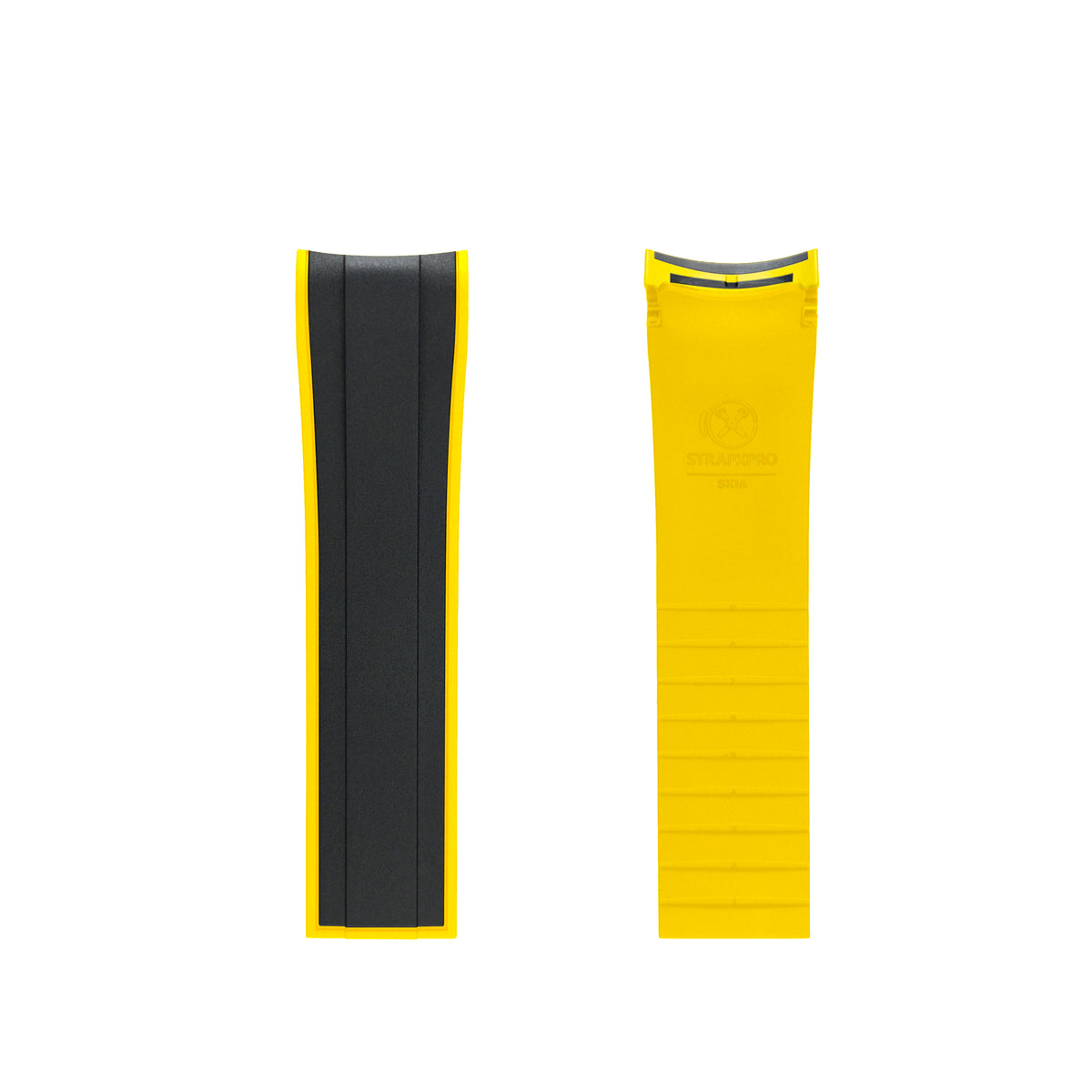 StrapXPro Curved End Rubber Strap for Seiko SKX/5KX in Black/Yellow (22mm) - Nomad Watch Works SG