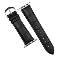 Apple Watch Genuine Croc Pattern Stitched Leather Strap in Black (38 & 40mm) - Nomad Watch Works SG