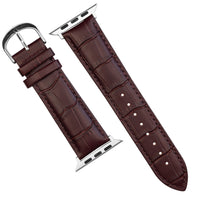 Apple Watch Genuine Croc Pattern Stitched Leather Strap in Brown (38 & 40mm) - Nomad Watch Works SG