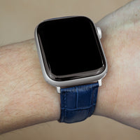 Apple Watch Genuine Croc Pattern Stitched Leather Strap in Navy (38 & 40mm) - Nomad Watch Works SG