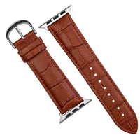 Apple Watch Genuine Croc Pattern Stitched Leather Strap in Tan (38 & 40mm) - Nomad Watch Works SG