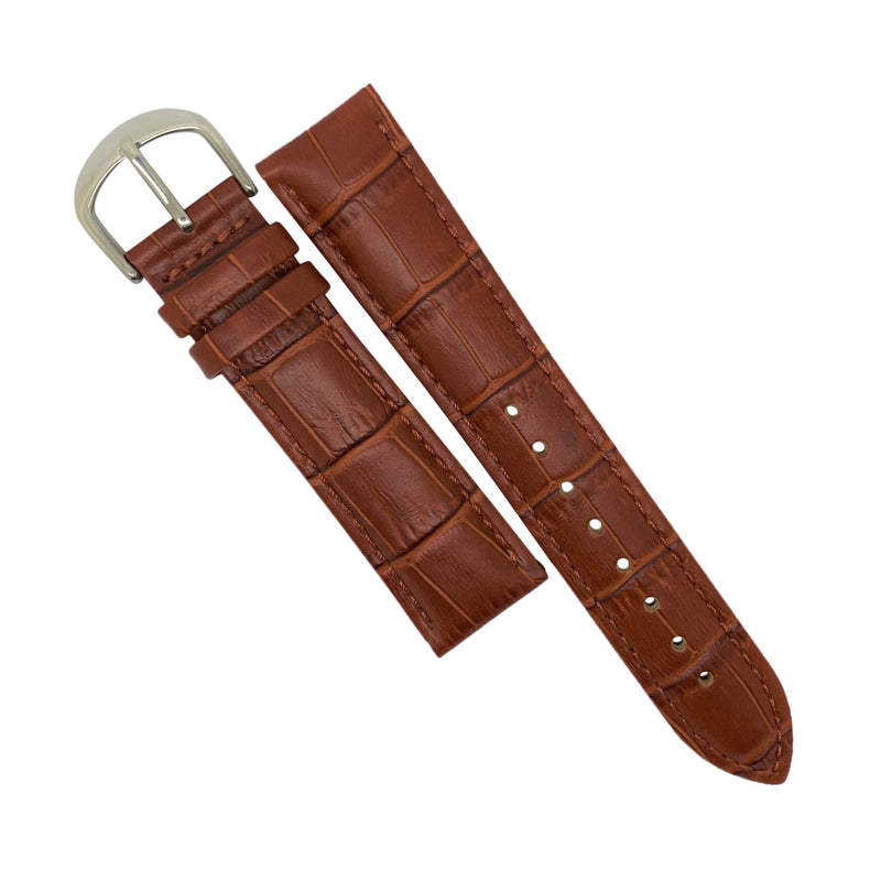 Genuine Croc Pattern Stitched Leather Watch Strap in Tan (12mm) - Nomad watch Works