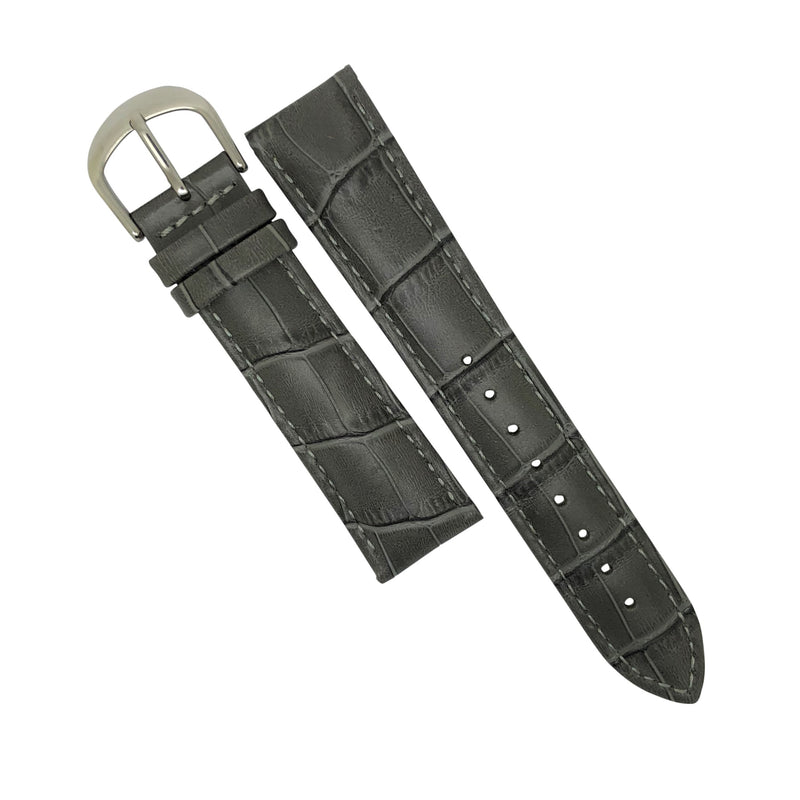 Genuine Croc Pattern Stitched Leather Watch Strap in Grey (12mm) - Nomad watch Works