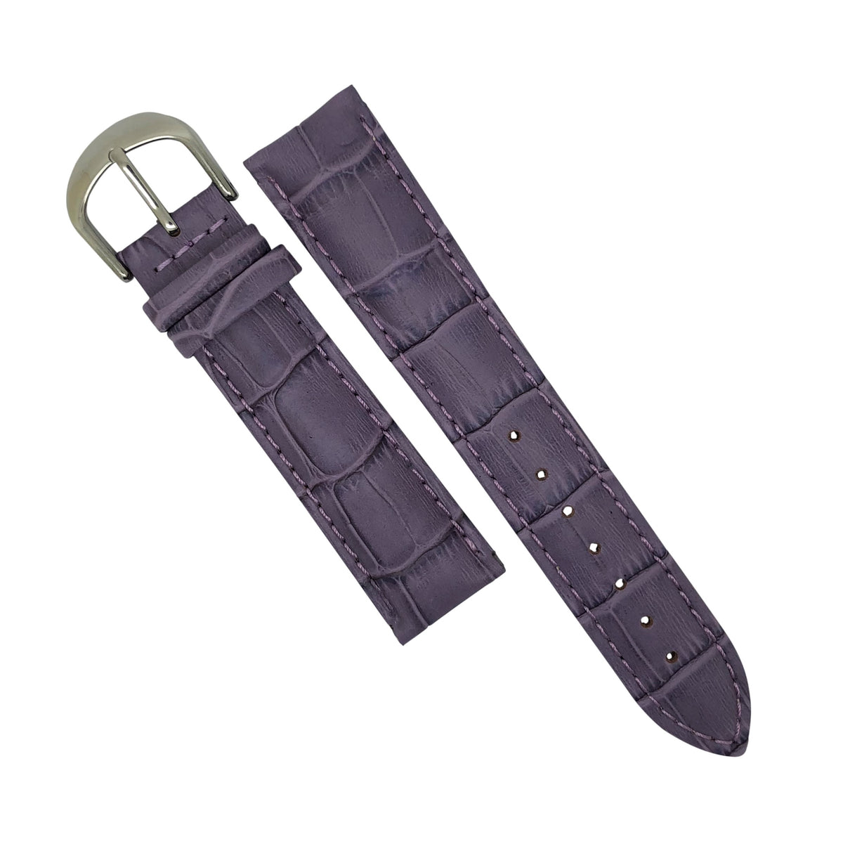Genuine Croc Pattern Stitched Leather Watch Strap in Purple (12mm) - Nomad watch Works