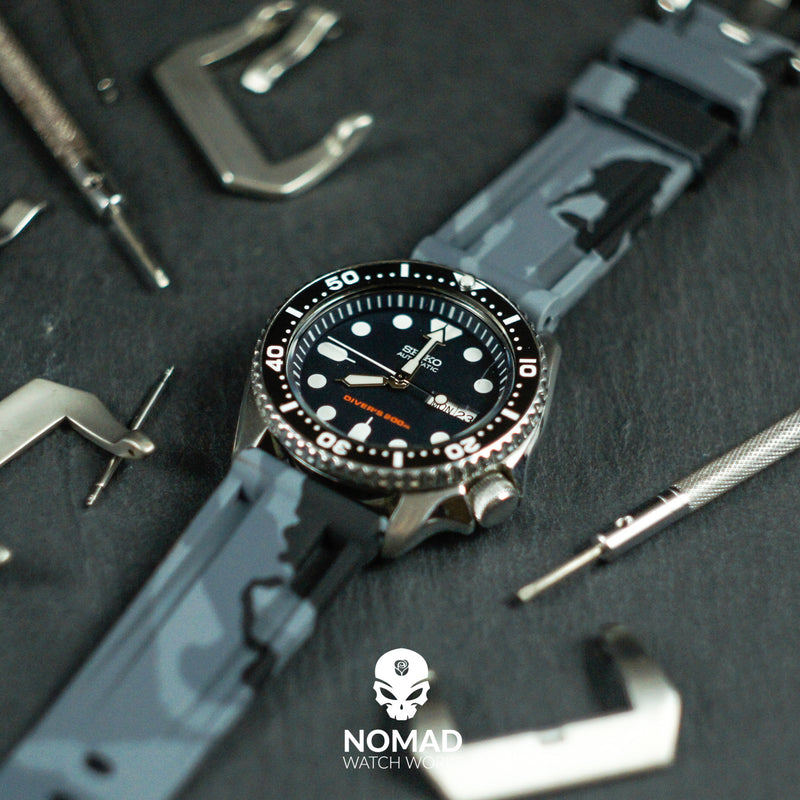 V3 Silicone Strap in Grey Camo (20mm) - Nomad watch Works