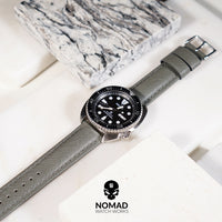 Premium Saffiano Leather Strap in Grey (18mm) - Nomad watch Works
