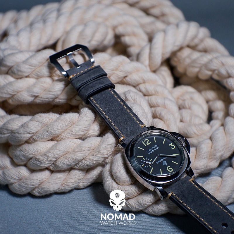 M1 Vintage Leather Watch Strap in Grey (20mm) - Nomad watch Works